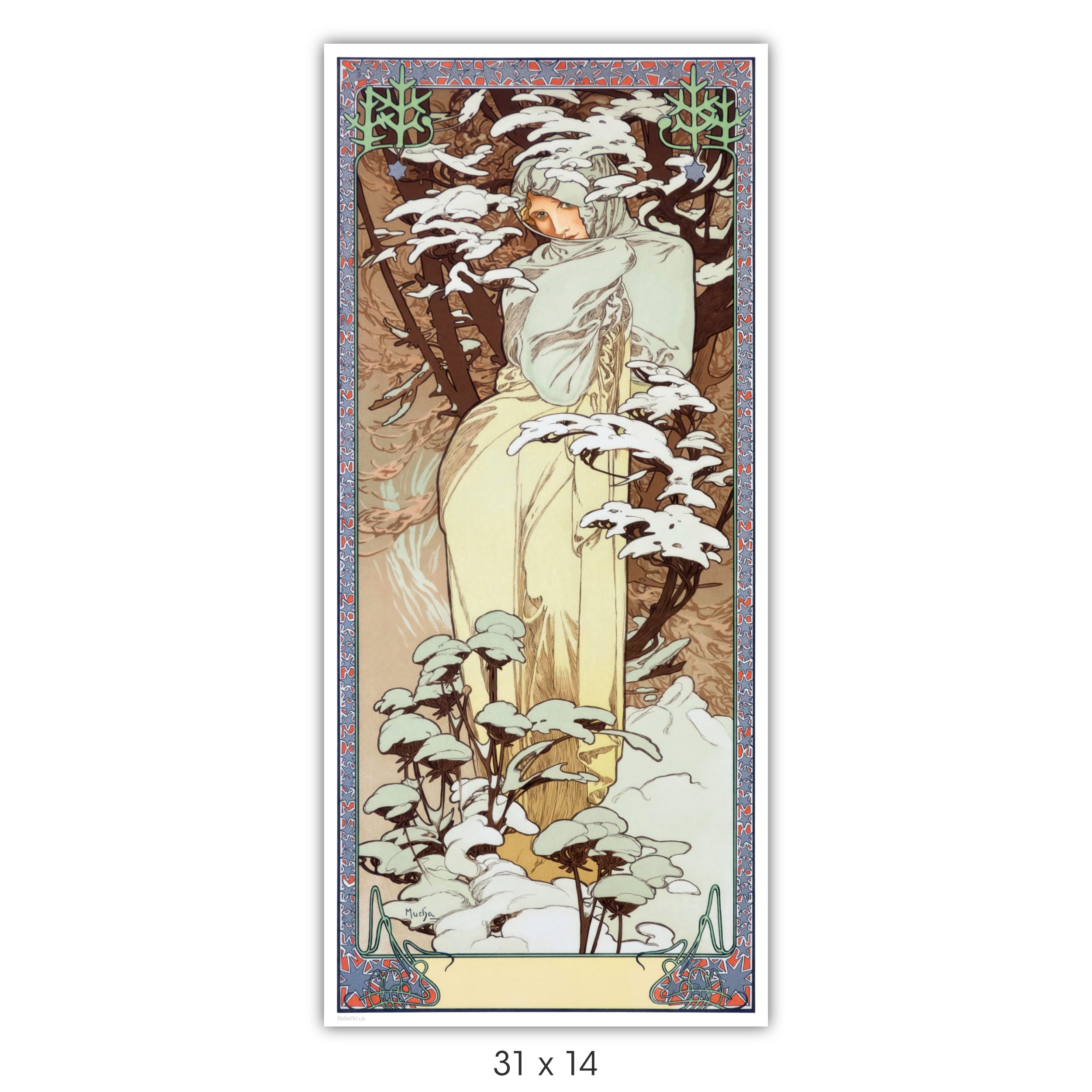Winter by Alphonse Mucha panel print