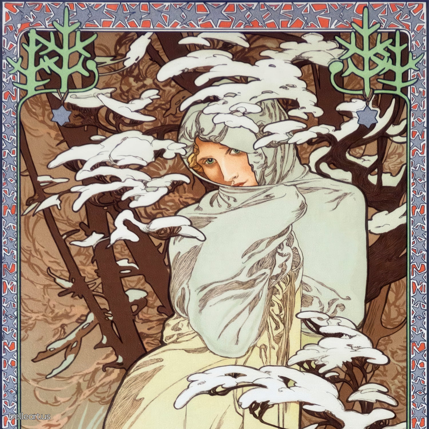 Winter by Alphonse Mucha panel print