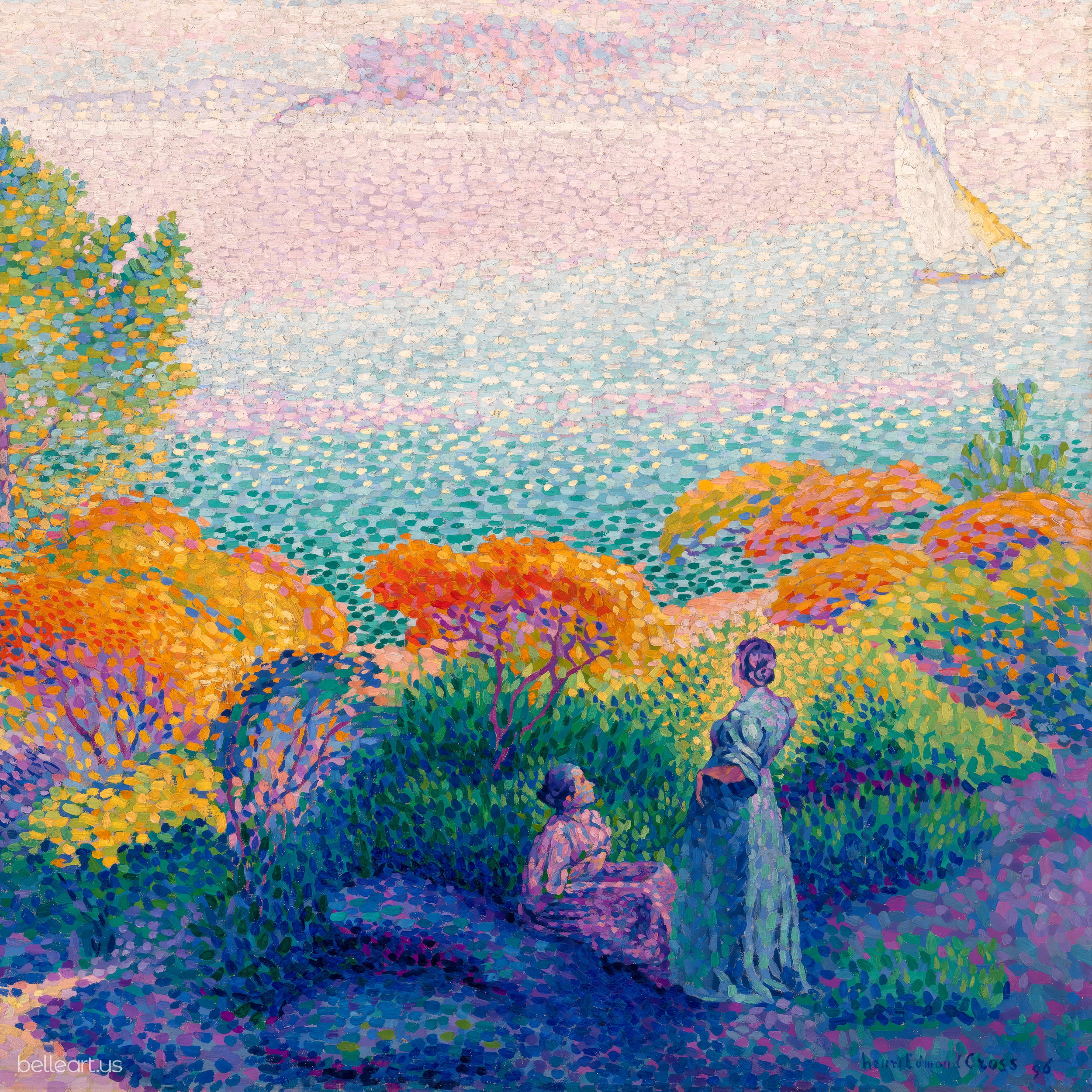 Two Women by the Shore by Henri Edmond Cross