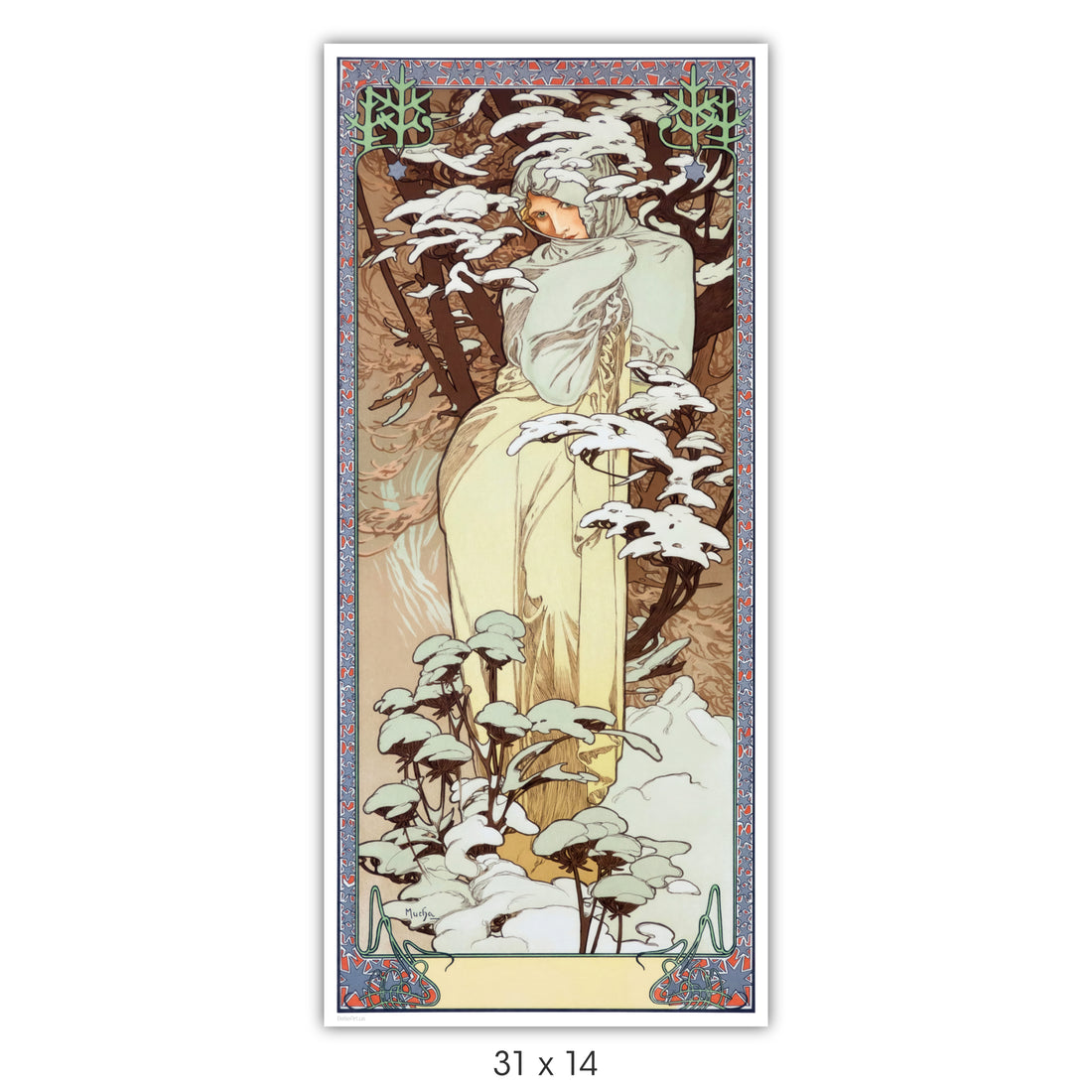 Winter by Alphonse Mucha panel print